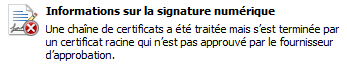 Signature Numérique - Certificat non approuvé